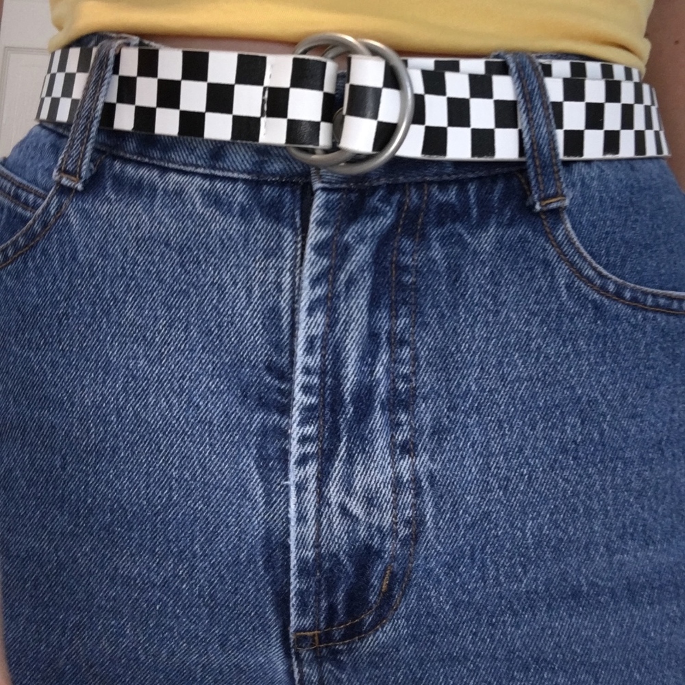thrifted checker belt